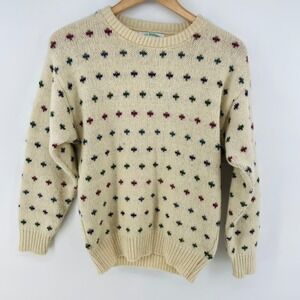 VTG Lake Harmony Rowing Club Sweater Women S Wool Blend Fair Isle Knit Ivory USA